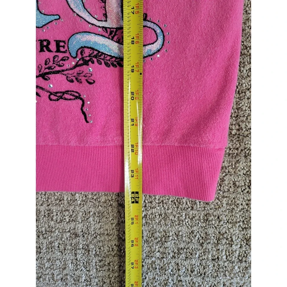 Juicy Couture XL Bright Pink Velour Zip Hoodie Jacket Y2K‎ Rhinestone Bling